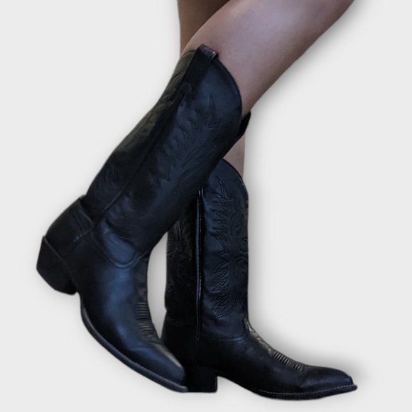 Tony Lama Shoes - Tony Lama Black Vintage Western Cowboy Boots Size 8.5 Women